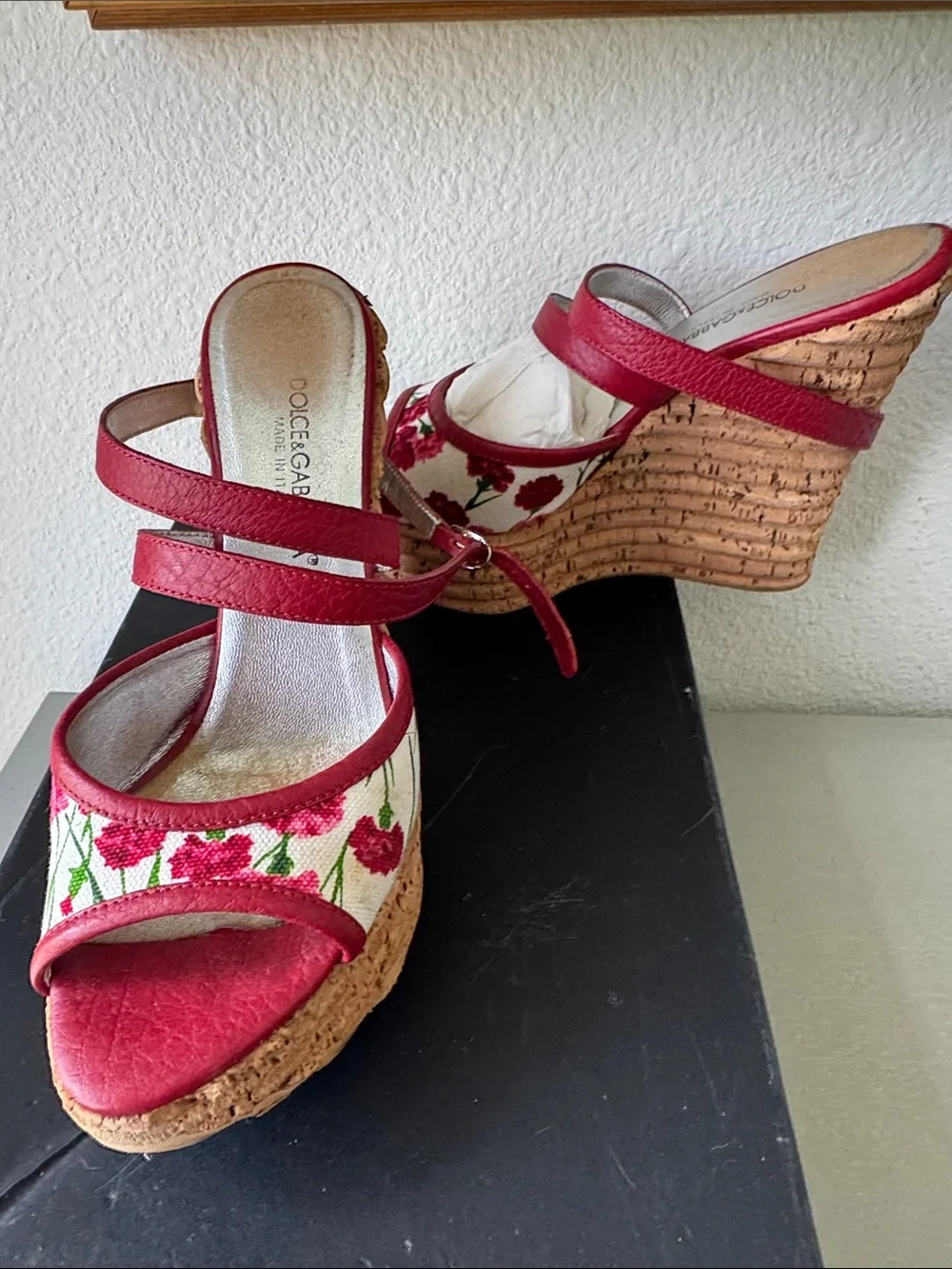Authentic Dolce & Gabbana Garofani Platform cork wedge